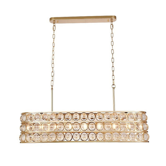 Gold Oval Chandelier With Clear Magnifying Glass