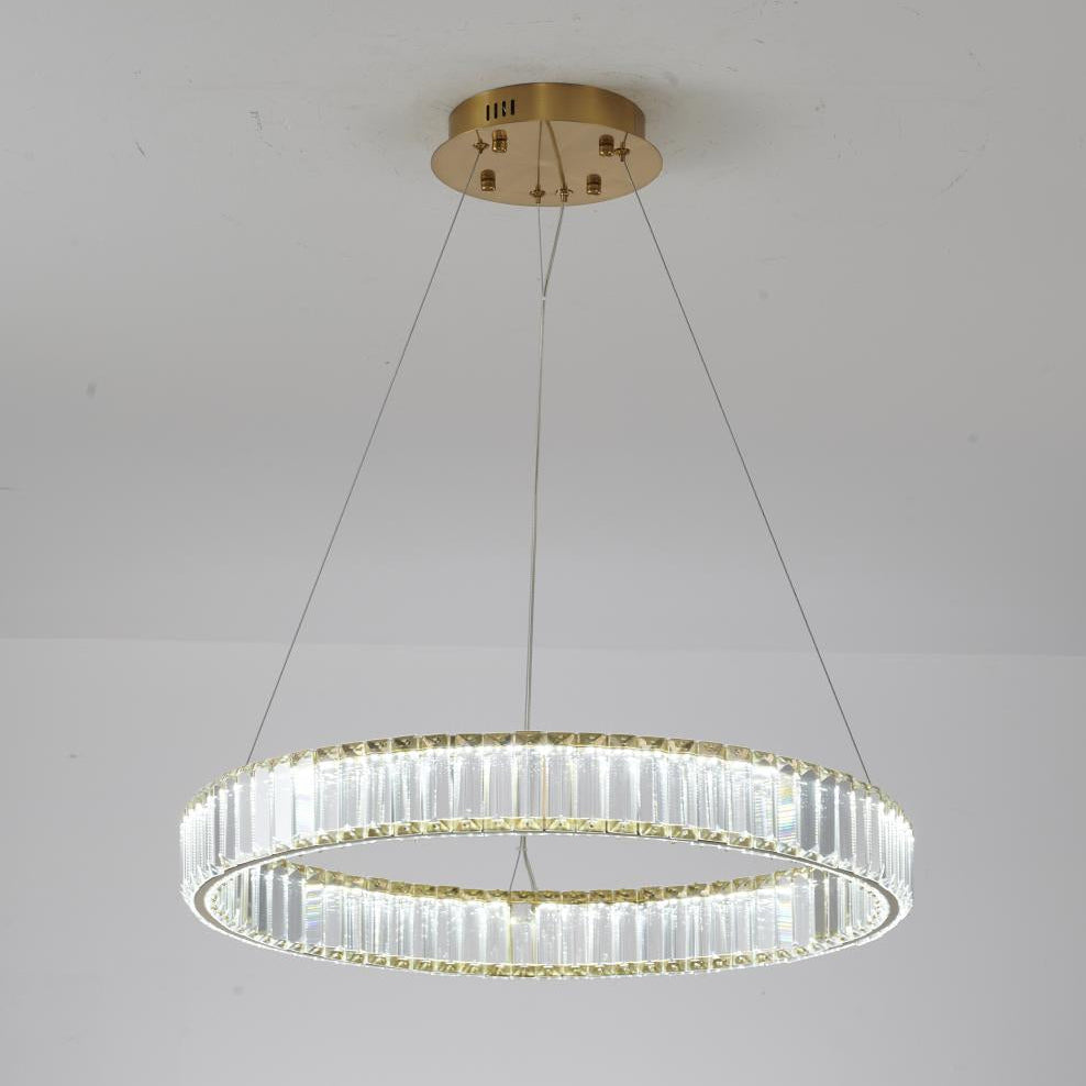 Clear Crystal Halo Chandelier With Chrome/Gold Hardware