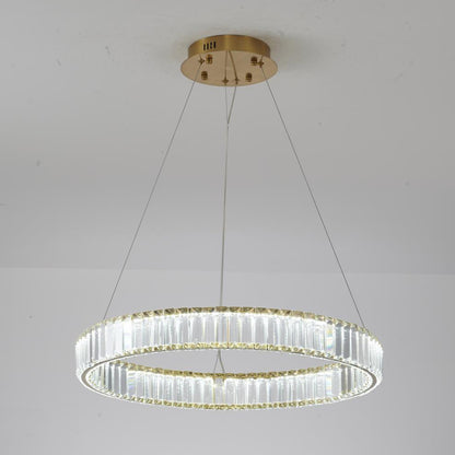 Clear Crystal Halo Chandelier With Chrome/Gold Hardware