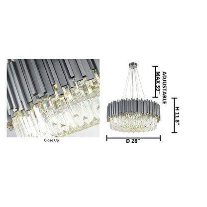 Hairline Chandelier With Clear Hanging Crystals