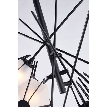 Metal Chandelier with Frosted Glass Shades