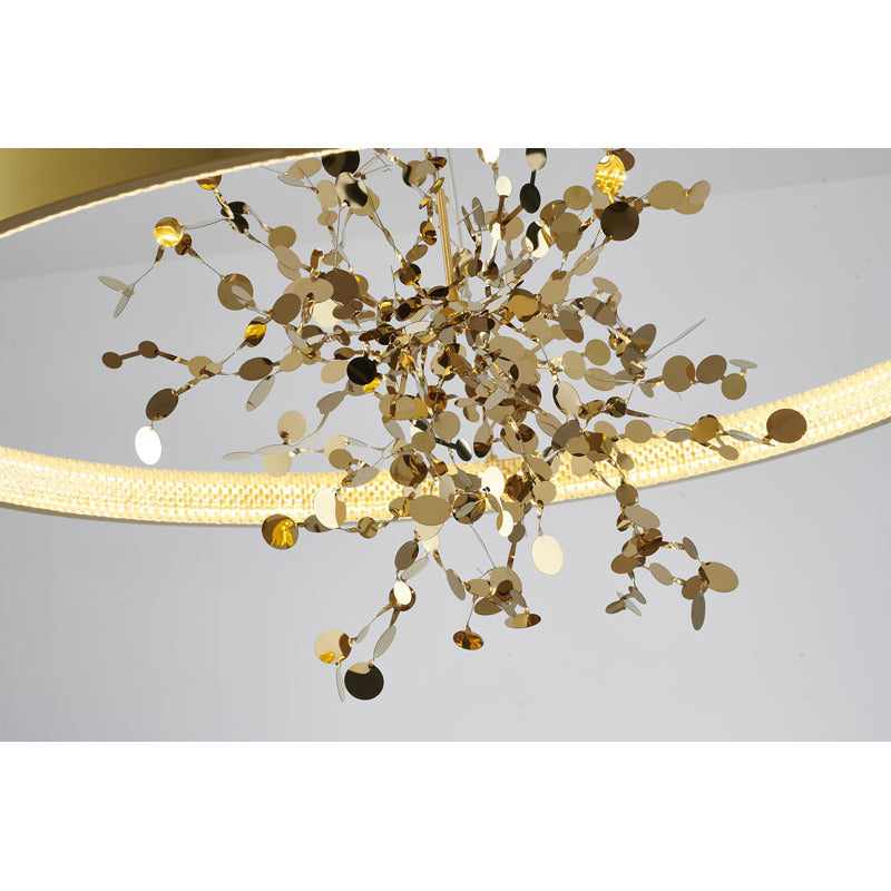 Ring LED Chandelier with Mirror Gold Sparkle