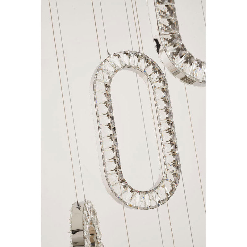 LED Chandelier With Oval Clear Crystal Hanging Pendants