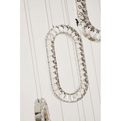 LED Chandelier With Oval Clear Crystal Hanging Pendants