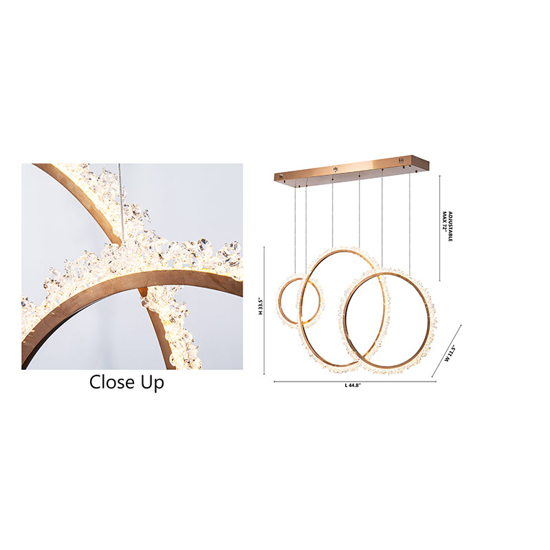 Three Ring Gold LED Chandelier
