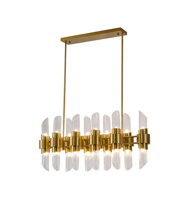 Satin Brass Chandelier With Clear Glass Shades