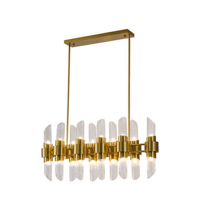 Satin Brass Chandelier With Clear Glass Shades