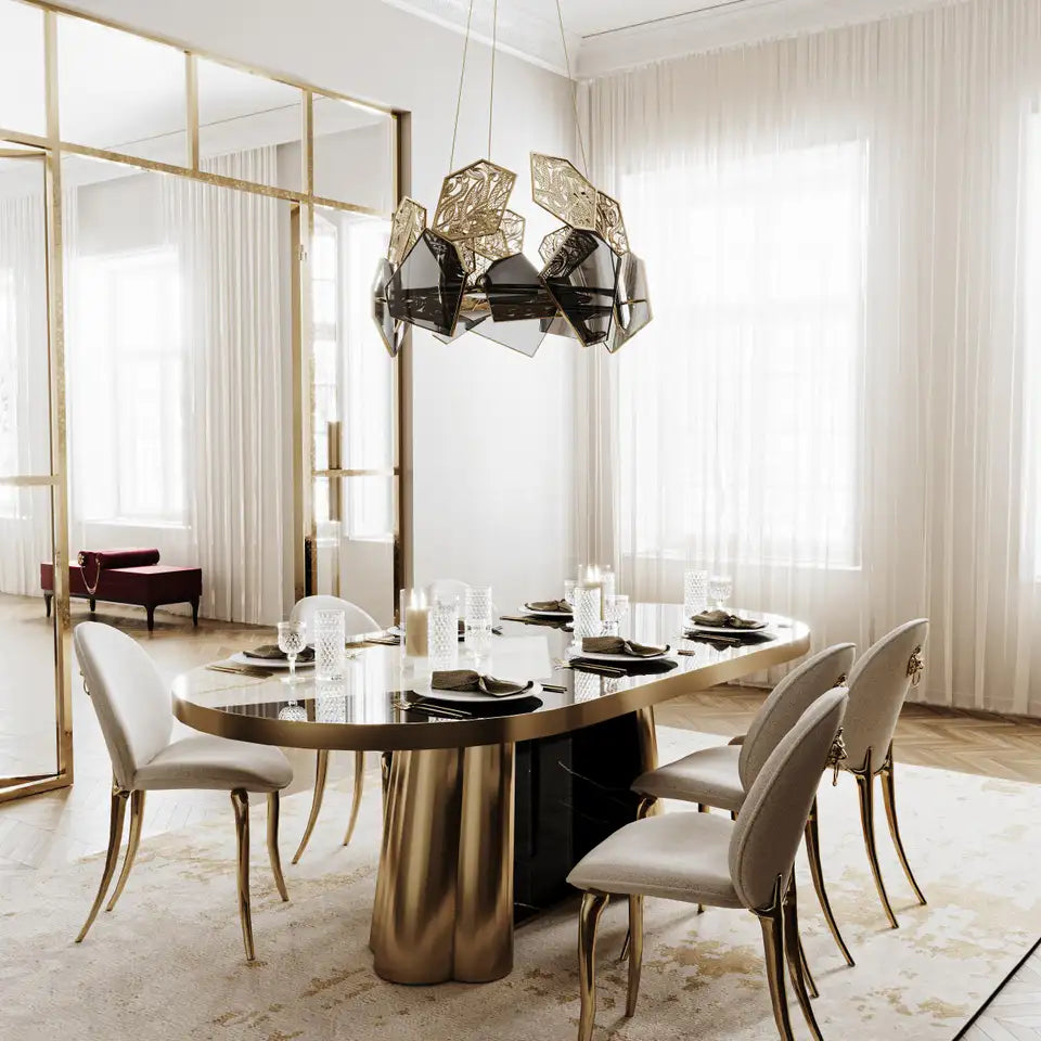 Decodiva Nero Marquina Marble Dining Table