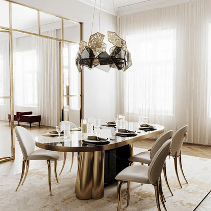 Decodiva Nero Marquina Marble Dining Table