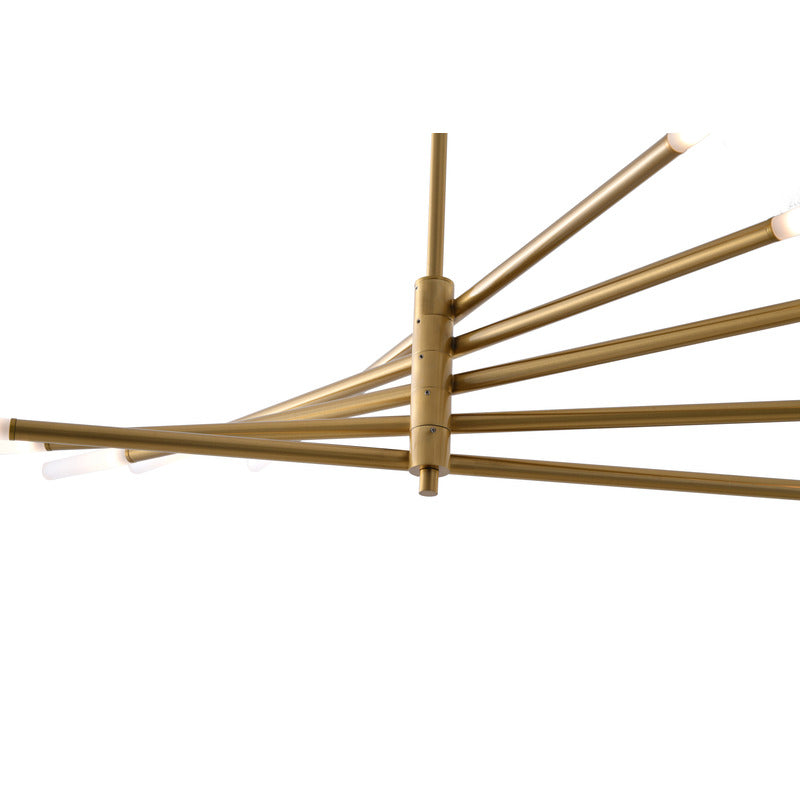 Gold/Black Stick Arm Chandelier With Frosted Glass Shades
