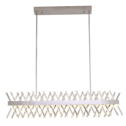 Rectangular Chrome Chandelier with Clear Crystal