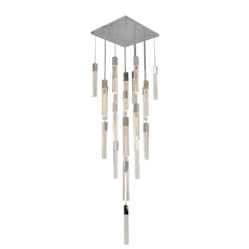 Flushed Matte Black Frame Chandelier with Hanging Clear Bubble Block Crystals