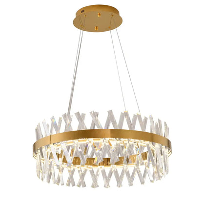 Modern Gold LED Chandelier with Integrated LED & Crystals
by Bethel International