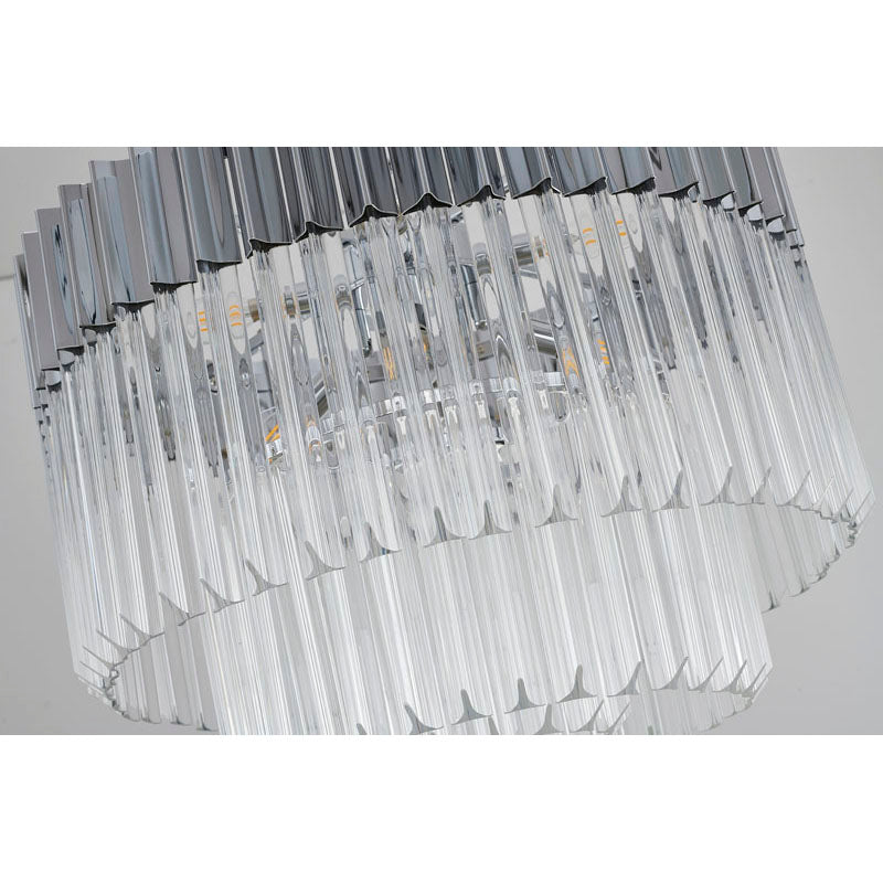 Round Chandelier With Clear Hanging Crystals