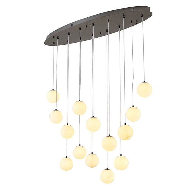 Black Chandelier With Alabaster Pendants