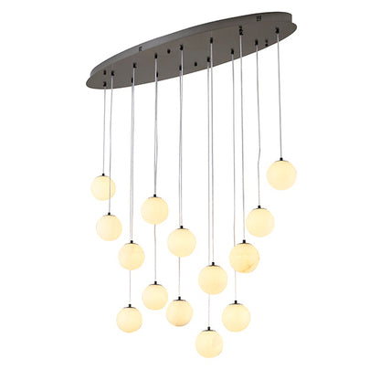 Black Chandelier With Alabaster Pendants