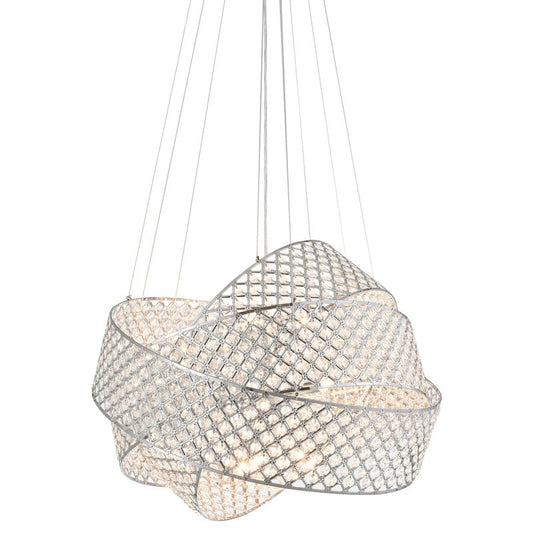 Chrome Triple Ring Clear Crystal Chandelier