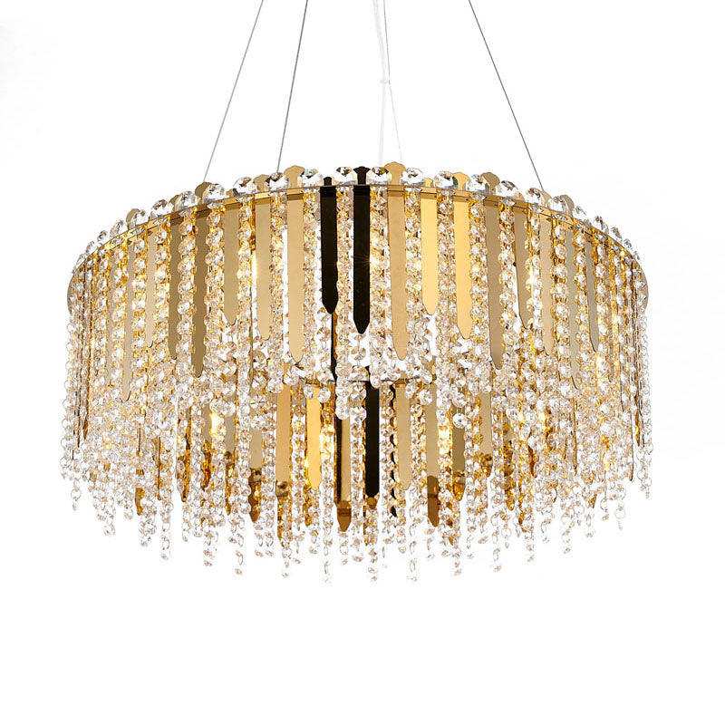 Gold Chandelier With Clear Hanging Crystal Beads