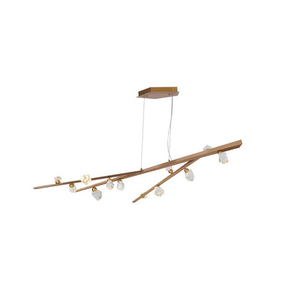 Gold Hairline Finish Branch Chandelier With Clear Bubble Crystal Accents