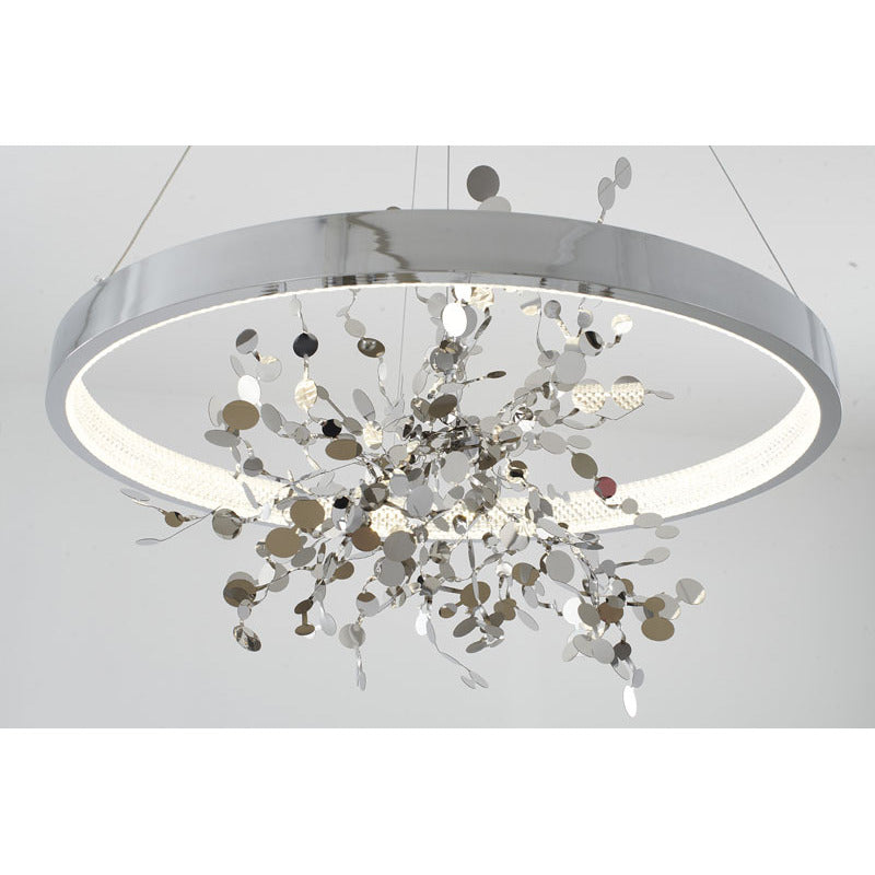 Chrome LED Chandelier with Stainless Steel Confetti Interior – 24"