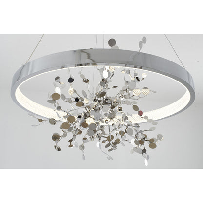 Chrome LED Chandelier with Stainless Steel Confetti Interior – 24"
