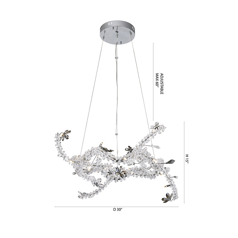 Branch Chandelier With Clear And Smoke Crystal