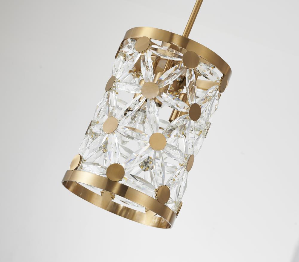 Copper Pendant Light with Clear Crystal Star Detailing