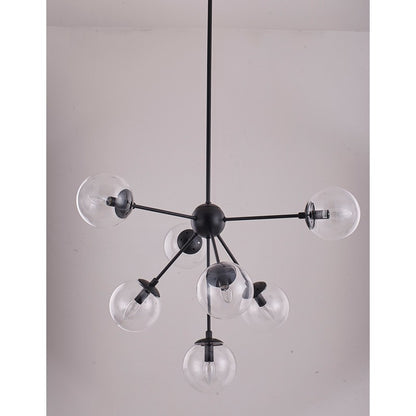 Black Metal Frame Ceiling Fixture with Clear Glass Globe Shapes