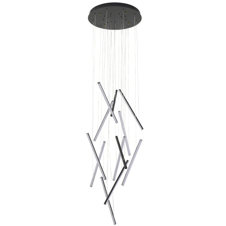 Satin Black Metal LED Chandelier With White Acrylic Diffusers