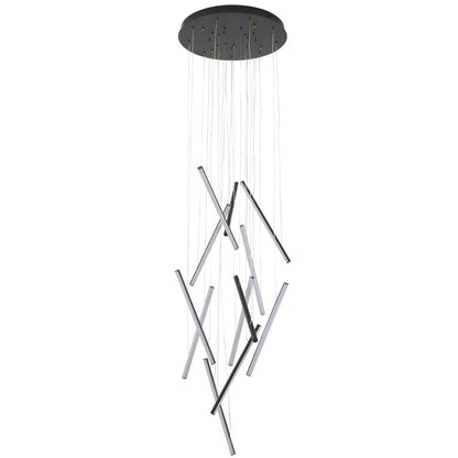 Satin Black Metal LED Chandelier With White Acrylic Diffusers