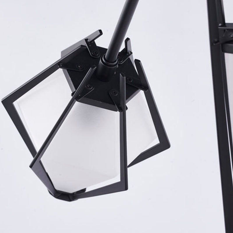 Metal Chandelier with Frosted Glass Shades