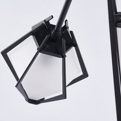 Metal Chandelier with Frosted Glass Shades