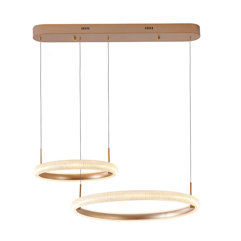 Gold Two Interlocked Ring LED Chandelier With A Clear Acrylic Diffuser