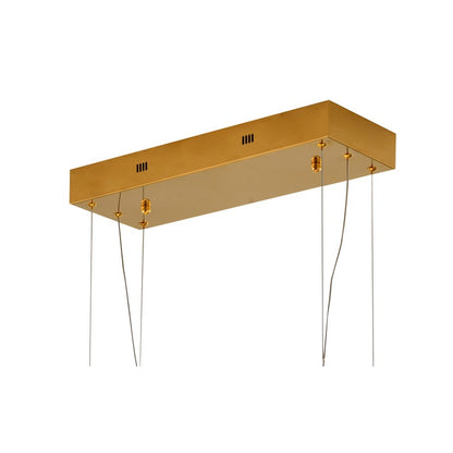 Dimmable Gold Metal LED Chandelier, Rectangular Design