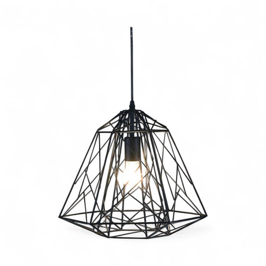 Black Metal Geometric Shade Single Pendant Light