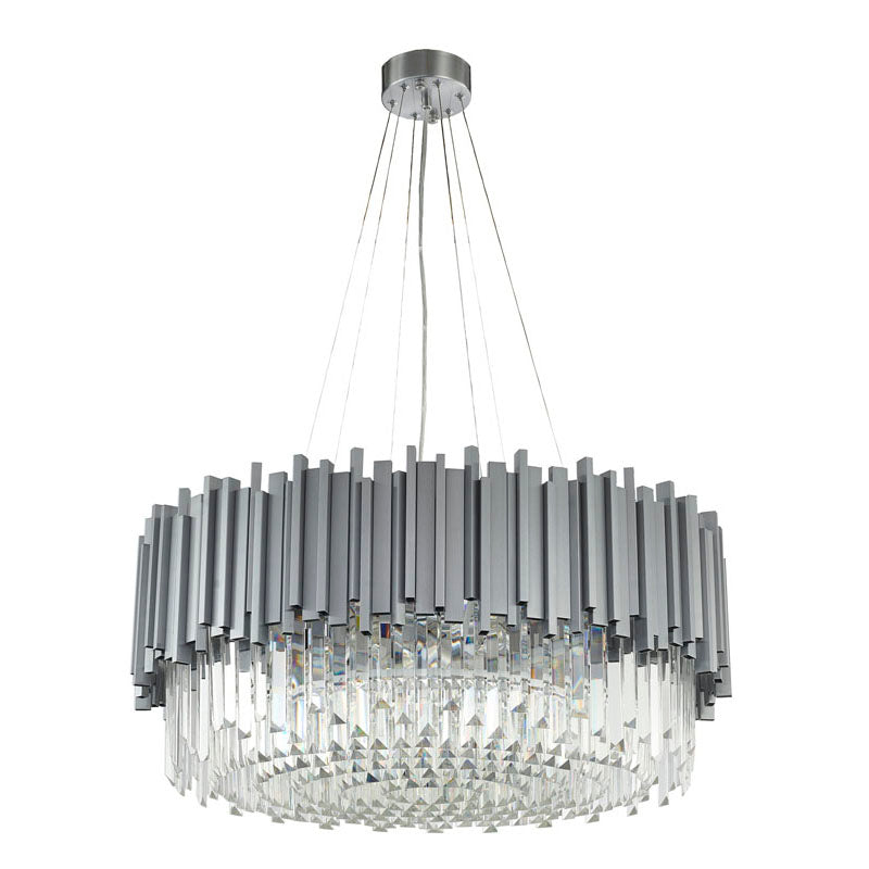 Hairline Chandelier With Clear Hanging Crystals