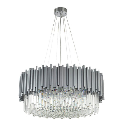 Hairline Chandelier With Clear Hanging Crystals