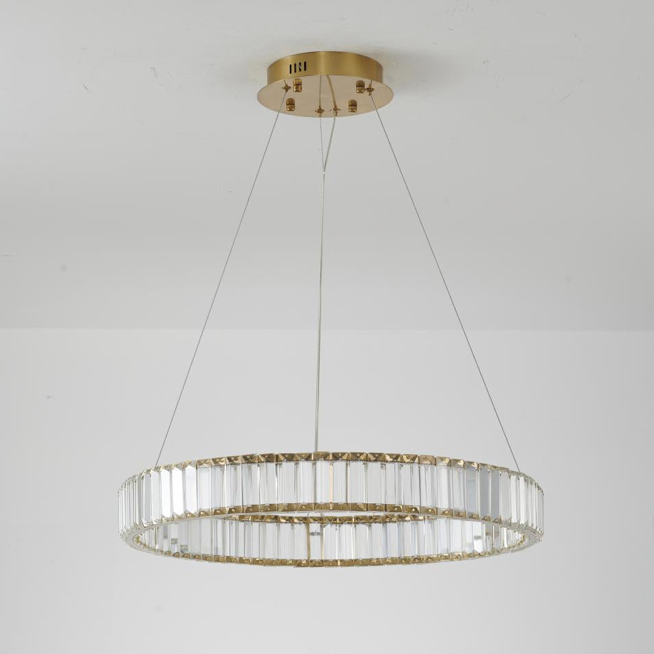 Clear Crystal Halo Chandelier With Chrome/Gold Hardware