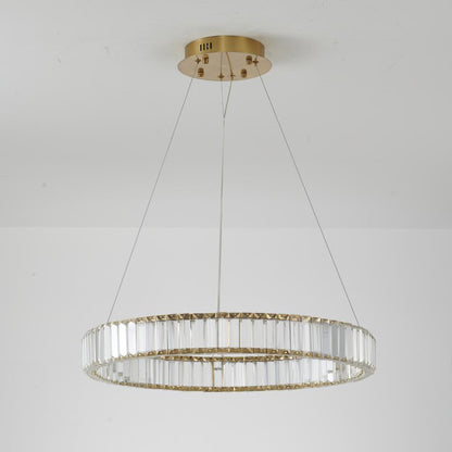 Clear Crystal Halo Chandelier With Chrome/Gold Hardware