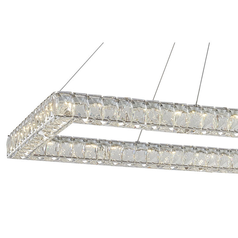 Triple Sided Clear Crystal Rectangular Shaped LED Chandelier