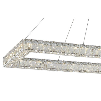 Triple Sided Clear Crystal Rectangular Shaped LED Chandelier