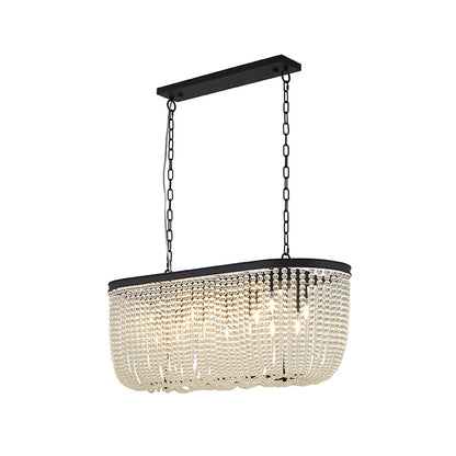 Oval Chandelier With Clear Hanging Crystal Beads