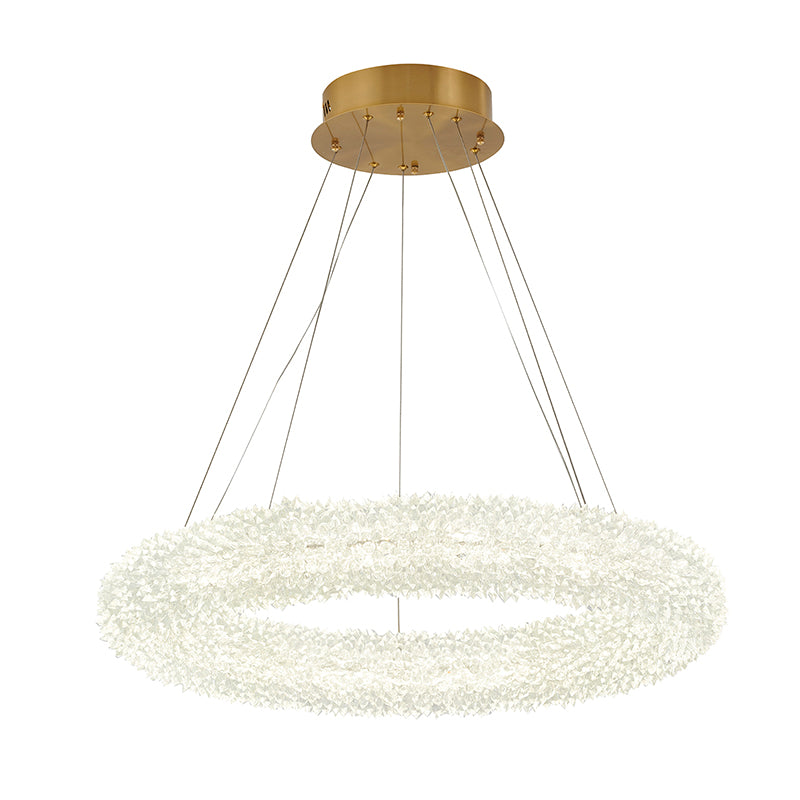 Brass Chandelier With A Spiky Clear Crystal Halo