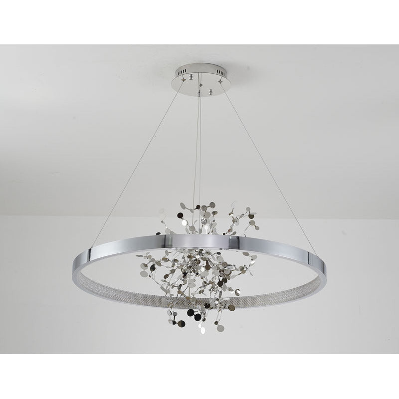 Ring LED Chandelier with Mirror Gold Sparkle