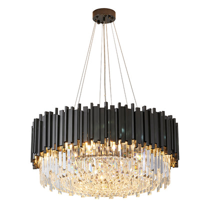 Hairline Chandelier With Clear Hanging Crystals
