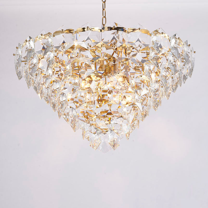 Gold Chandelier With Clear Hanging Crystals