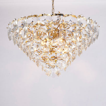 Gold Chandelier With Clear Hanging Crystals