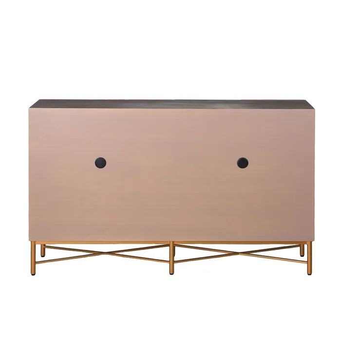 Dark Natural Wooden 4 Door Cabinet