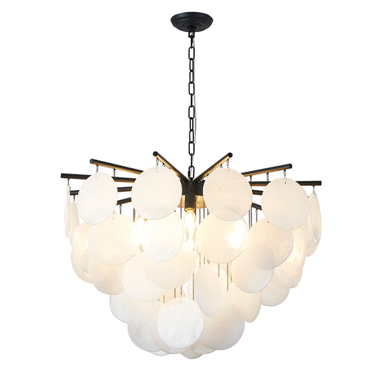 Satin Black With Frosted WHITE Hanging Glass Petals