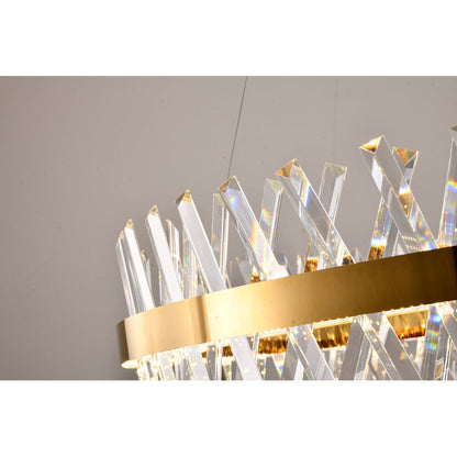Round Gold Frame Chandelier With Clear Crystals